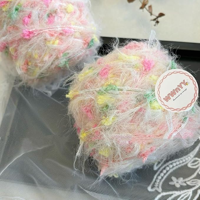 Hand Spun Art Yarn 4 Pack of 50g/Skein Fancy Yarn Multifiber Multicolored with Hand Blended Handmade for Jewelry Making Junk Magazines Knitting Crafts Textile Decorative Tassels Card Making