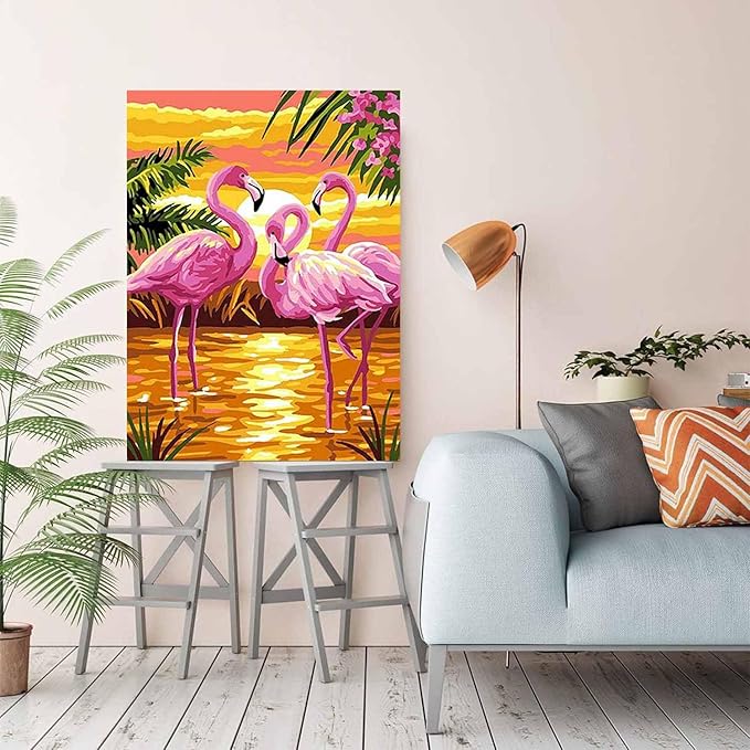 LYKEJI Diamond Art Kits for Adults 5D DIY Full Drill Round Diamond Painting Kits,Flamingo Pattern Diamond Arts Craft,Home Decoration and Room Wall Decor,Gift for Friends and Family