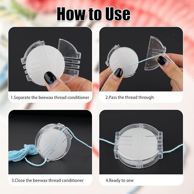 4Pcs Beeswax Thread Conditioner,Thread Wax for Sewing,Conditioner Beeswax for Quilting Sewing Strengthening Line Embroidery Wax(White)
