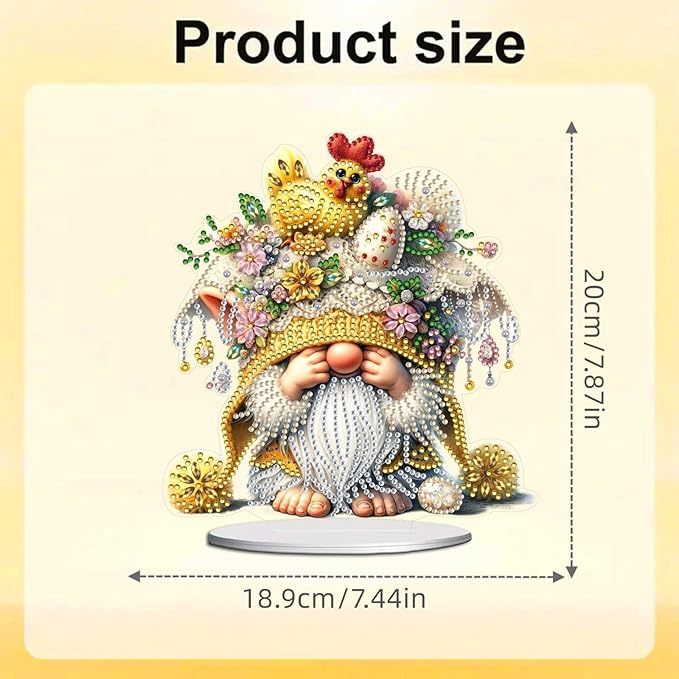 DIY Dot Diamond Desktop Easter Creative Ornaments Diamond Art Painting by Number Embroidery Arts and Crafts Easter for Home Office Garden Decoration (Single Side Dot Diamond)-21-Chicken Goblin