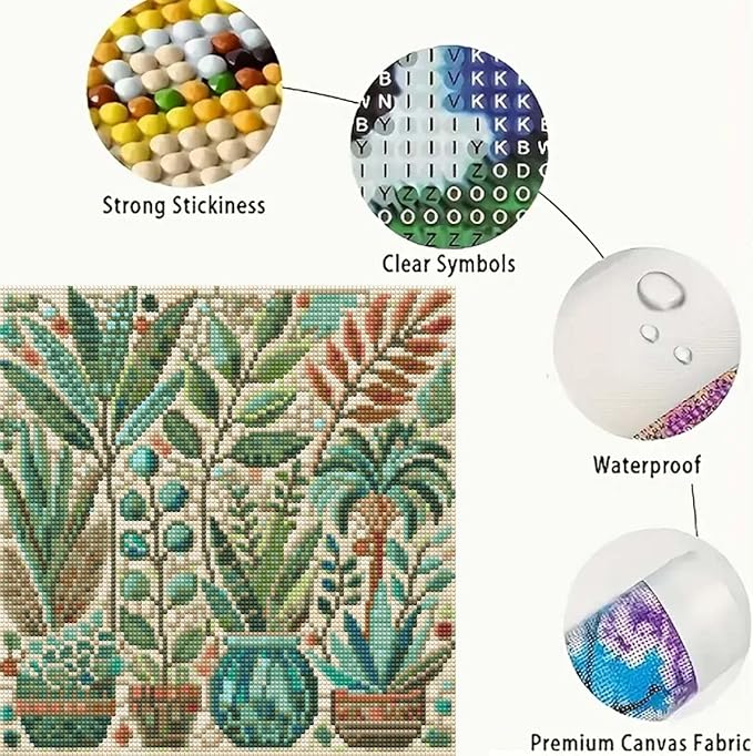 GEMFAMILY Diamond Painting Kits for Adults Beginner,5D Diamond Art Kits for Potted Plants,DIY Full Round Drill Diamond Dots Paintings Gem Art and Crafts Home Decor 13.8 x 13.8 Inch