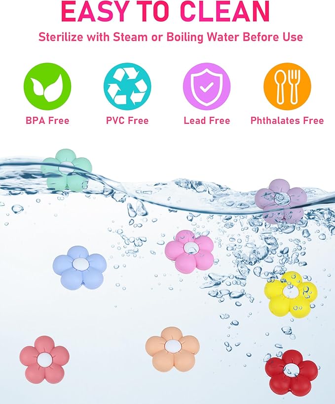 24PCS FIVEIZERO Silicone Focal Beads,Flower and Cute Charms for DIY Keychains, Pens, Bracelets, Necklaces, Lanyards, Beaded Pens, and Crafting Supplies,Ideal for Keychain Making and Creative Designs