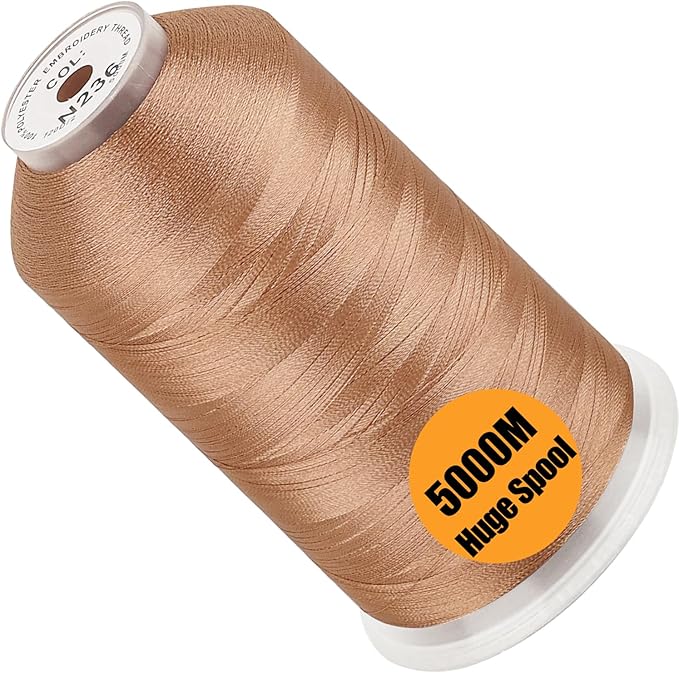 New brothread - Single Huge Spool 5000M Each Polyester Embroidery Machine Thread 40WT for Commercial and Domestic Machines - Cinnamon(Janome Color)