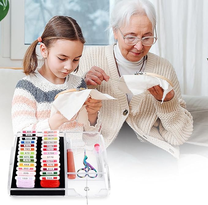 Acrylic Working Tray for Cross Stitch and Embroidery Supplies, Embroidery Floss Bobbins Organizer with Magnetic Needle Holder and Tools Storage-Tray Only (Small-For thin/standard bobbin)