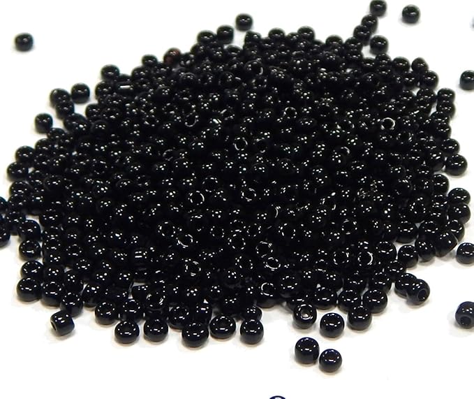 Perlin Glass Seed Beads 4mm 6/0 Round 1100pcs Mini Small Pony Spacer Beads Kit for Jewelry Making Earrings Bracelets Pendants Waist DIY Handmade (Black Opaque)