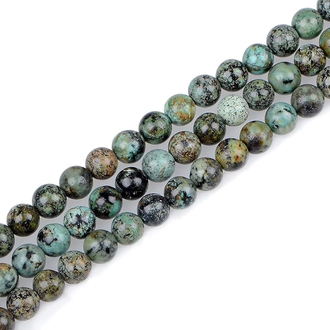 bymitel 210pcs natural crystal beads stone gemstone round energy healing loose beads with stretch cord for jewelry making bracelets anklets (african turquoise, 4mm 210pcs)