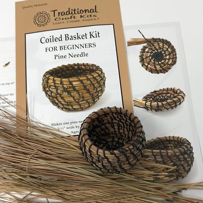 Traditional Craft Kits Coiled Basket Weaving Kit for Beginners (Pine Needle) - Weave Kit Complete with Basket Weaving Supplies and Instructional Booklet