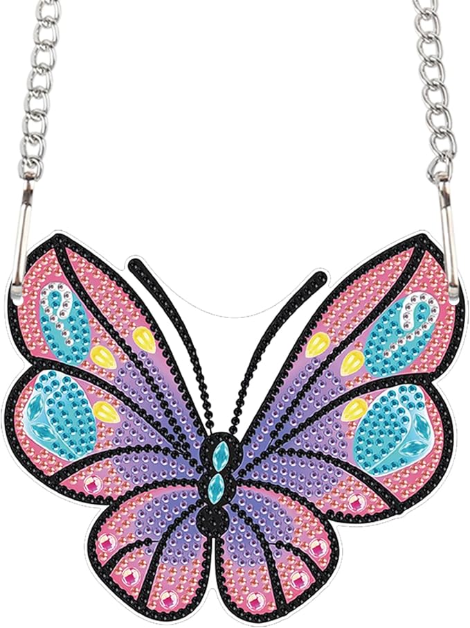 AiYuanzsh Cartoon Butterfly Diamond Painting Pendant Kit, 5D DIY Acrylic Special Shaped Rhinestones Diamond Art Hanging Ornament, Window Wall Door Decoration Craft Gift for Adults