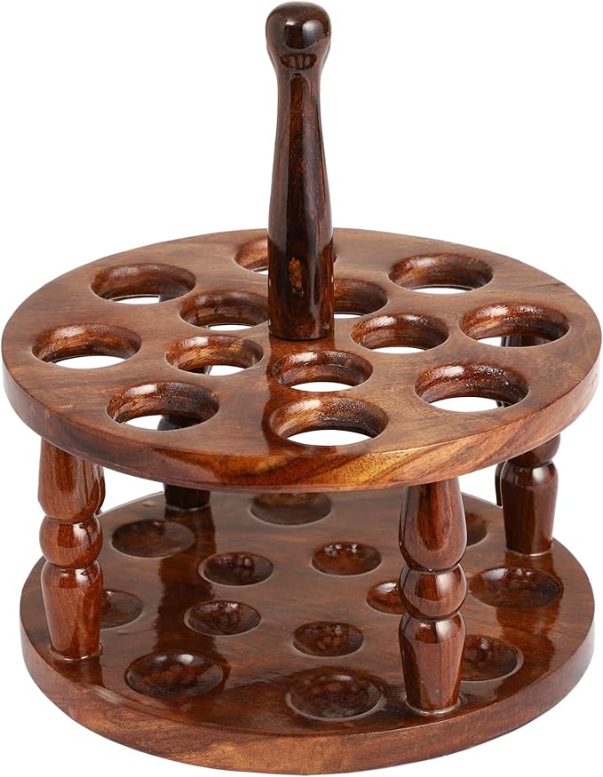 Brainmart Wooden Crochet Hooks Holder, 12 Holes Storage Organizer for Crochet Tools, Crochet Hooks Holder, Rosewood Knitting Needle Storage for Crocheters