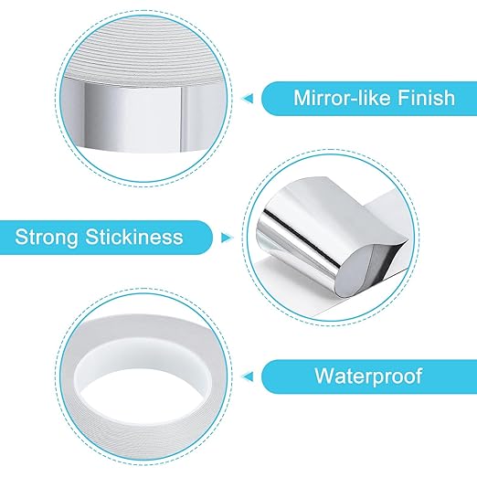 uxcell Metallic Tape, 0.98 in x 164 ft Self Adhesive Metalized Polyester Film Tape Waterproof Shiny Washi Tape for Walls Graphic Arts Gifts Wrapping Crafts Decoration, Gloss Silver