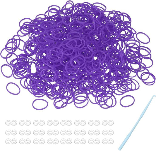 MECCANIXITY 600 Pcs Loom Rubber Bands Kit with 25 Pcs S-Clips 1-Hook Rubber Bands Refill Bracelet Making Kits for Weaving DIY Handcrafts Gift, Purple