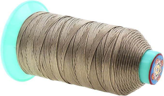 Mandala Crafts Size 346 210D T350 Bonded Nylon Thread - Dark Beige 415 YDs Tex 350 Heavy Duty Sewing Threads for Leather, Jeans, Weaving, Outdoor Marine Upholstery