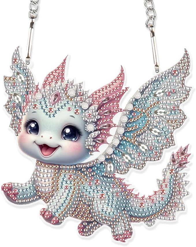 AiYuanzsh Flying Dragon Diamond Painting Hanging Kit, DIY 5D Crystal Acrylic Diamond Art Pendant with Special Shaped Rhinestones, Fantasy Dragon Ornament for Wall, Door, Car, or Home Decoration