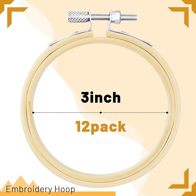 giemson embroidery hoop 3 inch 12 pieces small embroidery hoops bamboo circle cross stitch hoop for embroidery art craft sewing