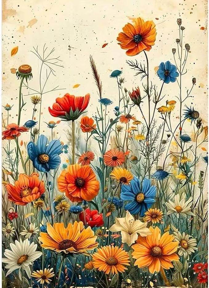GEMFAMILY 5D Diamond Painting Kits for Adults Beginner,Diamond Art Kits for Wild Flowers, DIY Scenery Full Round Drill Gem Art Craft Kits for Adults for Home Wall Decor12x16 Inch