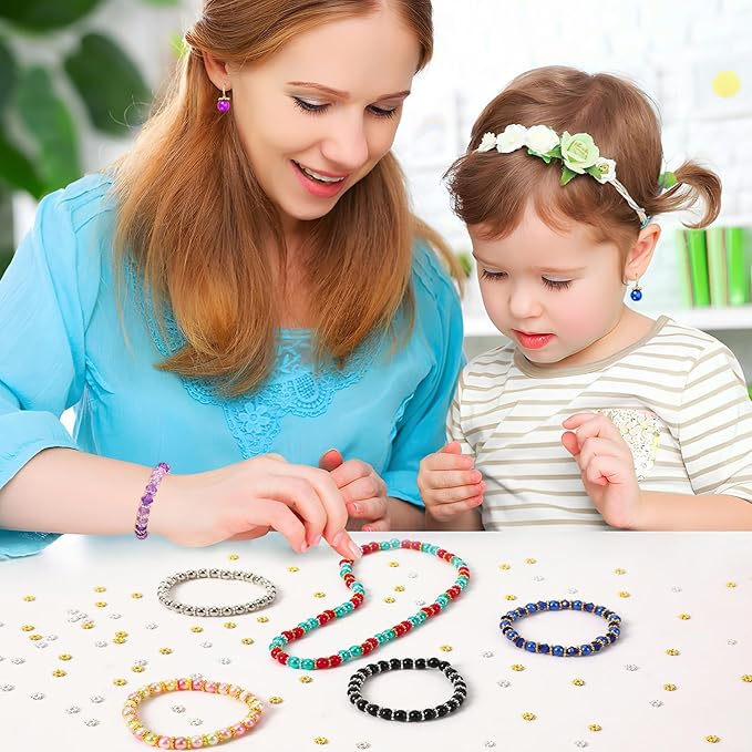 Augshy 700 Pcs Silver and Gold Daisy Flower Spacer Beads for Jewelry Making, Crafts, Hair Beads, Friendship Bracelets, Birthday Party Decorations