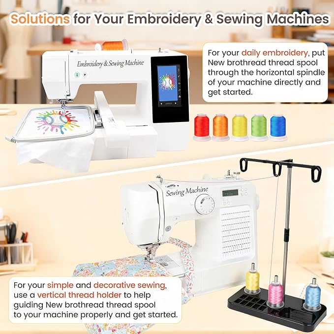 New brothread 30 Colors Polyester Embroidery Machine Thread Kit 500M (550Y) Each Spool - Colors Compatible with Janome and Robison-Anton Colors - Assortment 3