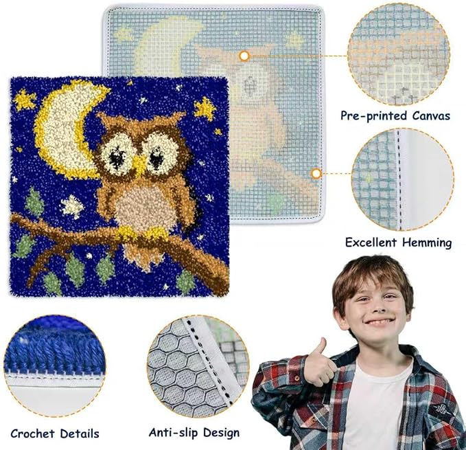 Yglnden Latch Hook Kits for DIY Rug Crafts Basketball Rainbow Pattern Color Printed Canvas,Latch Hook Kits for Beginners Handmade Needlework Crafts Home Decoration,12"x12"