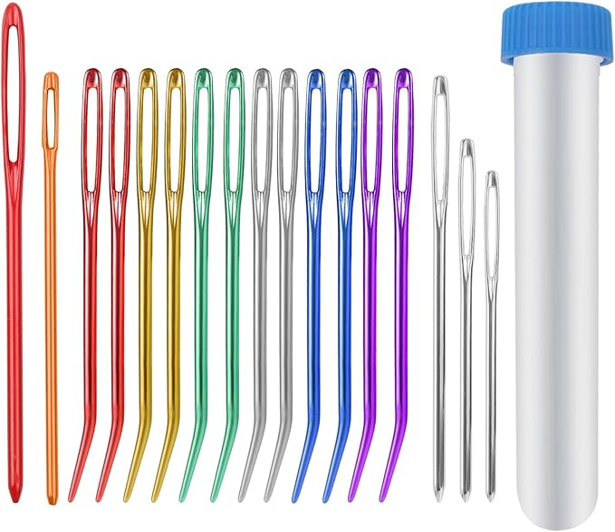 17pcs Large Eye Darning Needles, Yarn Needle Set Large-Eye Blunt Needles Wool Needles for Embroidery Tapestry Needle Macrame Needle Kit for Crocheting Sewing Gift Supplies (3 Types)