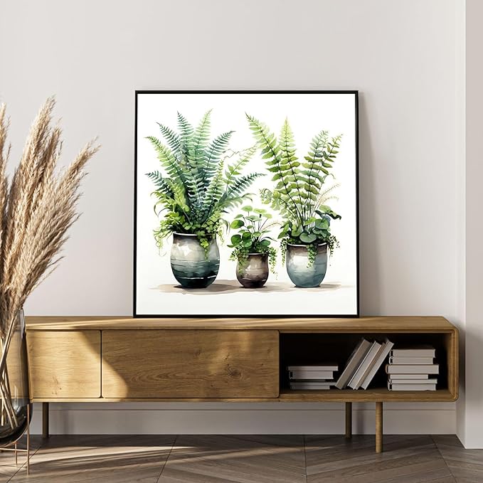 Paint by Numbers Kit for Adults Beginner, Green Plant Adult Paint by Number Kits on Canvas, Potted DIY Acrylic Oil Painting by Numbers for Adults, Perfect for Home Wall Decor 16X16 Inch