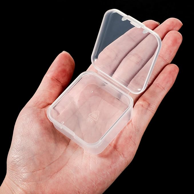 SATINIOR 12 PacK Clear Plastic Beads Storage Containers Box with Hinged Lid for Beads and More (1.7x1.7x0.79 Inch)
