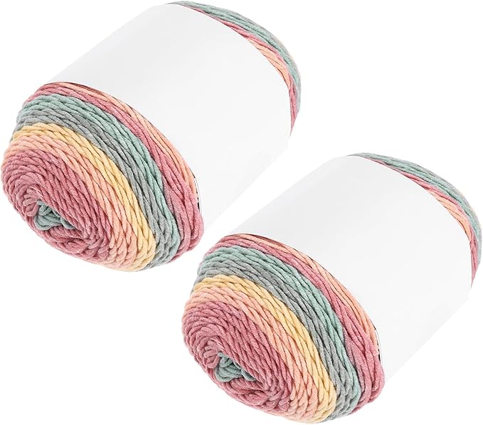 MECCANIXITY Cotton Acrylic Yarn for Crocheting, 422 Yard 5 Ply Soft Gradient Yarn Acrylic 45% Cotton 55% Used for DIY Knitting Blankets Scarves(2 Packx100g,Yellow,Rose Red,Blue,Green)
