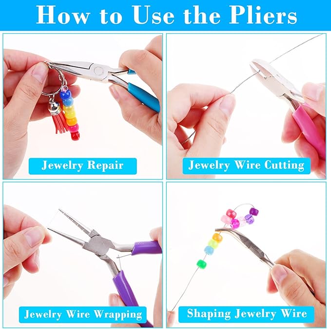 shynek 4pcs Jewelry Pliers Tools Kit for Crafts, Wire Wrapping, Jewelry Making Supplies