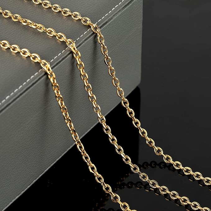 YOUBEIYEE 16.4 Feet Gold Plated Jewelry Making Chain 304 Stainless Steel Cable Necklace Link Chain with Open Jump Rings and Lobster Clasps Jewelry Supplies Findings