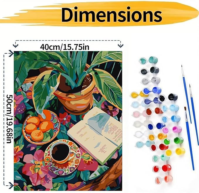 Plant Paint by Numbers Kit for Adults Beginners, Green Plants Adult Paint by Number Kits On Canvas, DIY Acrylic Oil Number Painting Kits for Beginners, Color by Number for Home Wall Decor 16x20Inch