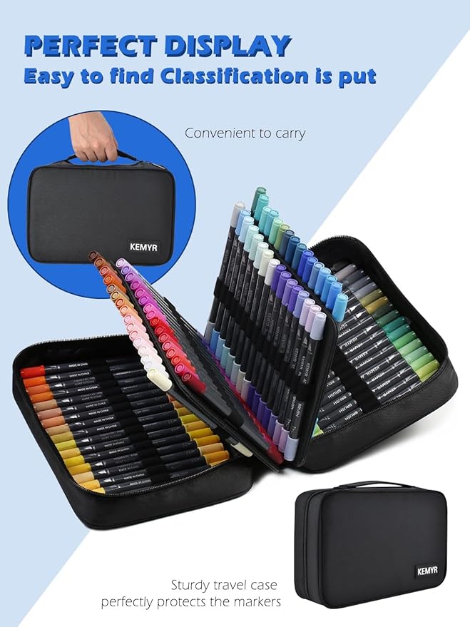 Markers for Adult Coloring Books: 100 Color Dual Tip Fine & Brush Pens Water-Based Coloring Marker for Adults Drawing Sketching Bullet Journal Writing Lettering No bleeding
