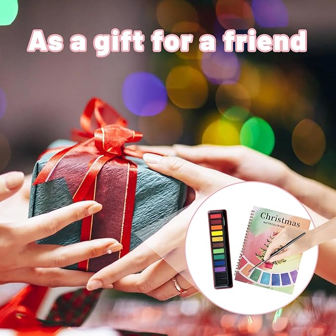 Watercolor Workbook, Water Coloring Book, Beginner-Friendly Watercolor Workbooks with 12 Colors Paint Set with Paint Brush, Suitable for Adult