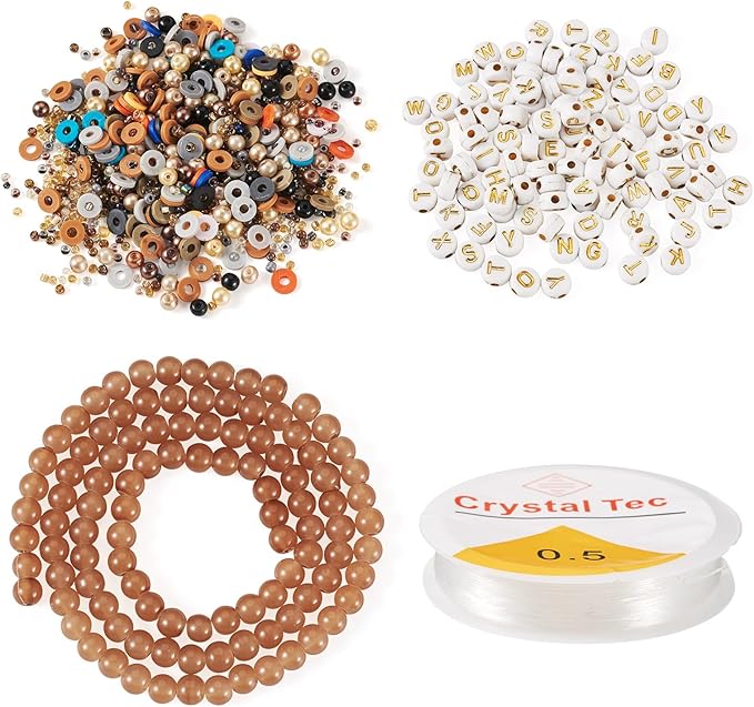 Spritewelry Friendship Bracelet Making Kit with Glass Seed Beads 8mm Clay Beads Bracelet Making Kit for Adults Letter Bead for Jewelry Making DIY Crafts Gift Supplies 1 Bag