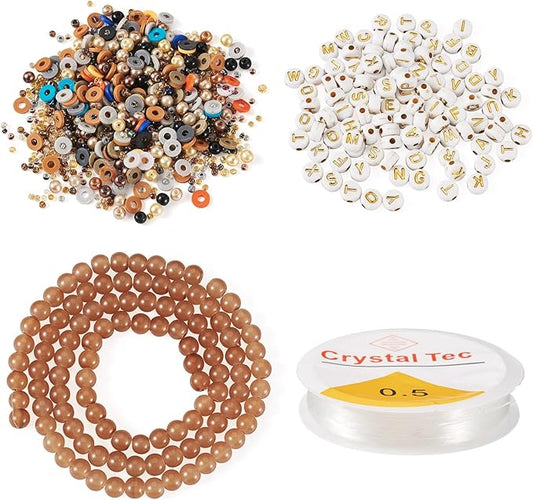 Spritewelry Friendship Bracelet Making Kit with Glass Seed Beads 8mm Clay Beads Bracelet Making Kit for Adults Letter Bead for Jewelry Making DIY Crafts Gift Supplies 1 Bag