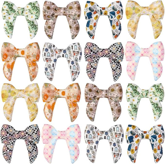 16Pcs Bow Silicone Beads Bulk Flower Focal Silicone Beads for Keychain Making Necklace Jewelry DIY Bracelet Making Kit (Bowknot)