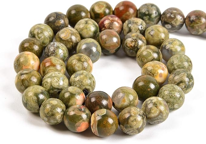 60pcs 6mm Natural Rhyosite Gemstone Round Spacer Loose Stone Beads for Jewelry Making 15.5" 1 Strand (Rhyosite, 6mm 60Beads)