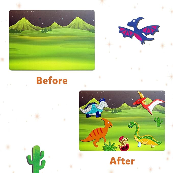 skillmatics foil fun - dinosaurs, no mess art for kids, craft kits & supplies, diy creative activity, travel toys, gifts for boys & girls ages 4, 5, 6, 7, 8, 9