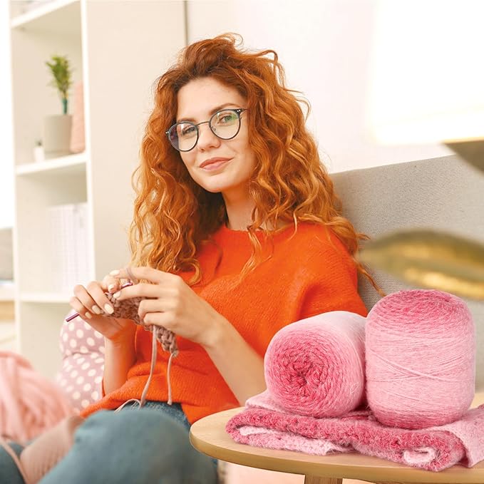 Katech Ombre Yarn for Crocheting-Large Skein of Gradient Yarn Cake-2 Pack of 200g/7.05 oz-80% Acrylic,20% Nylon- #4 Medium-Perfect for Star Blankets, Scarves, Shawls and Garments (C)