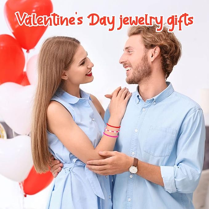 UPINS 1500Pcs Valentines Beads for Making Crafts Pink Rose Red White Beads Plastic Small Valentine Day Spacer Beads Hair Beads for Crafts Supplies