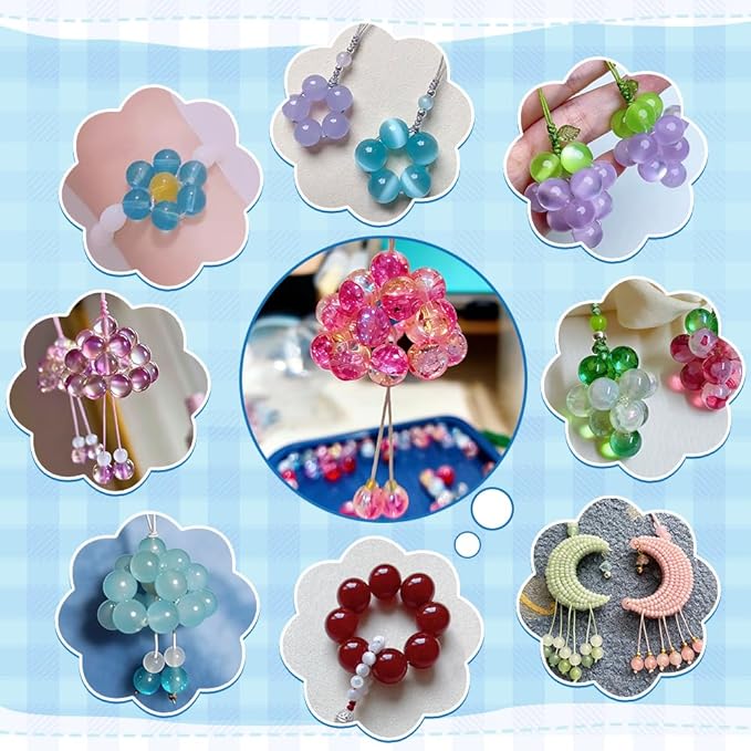 DIPSEOI 8mm Glass Beads for Bracelet Kit - 900 Pcs Jewelry Making Kits Bead DIY with Spacer Charms (Blue Series)