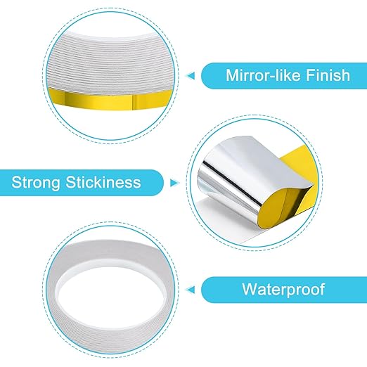 uxcell Metallic Tape, 0.31 in x 164 ft Self Adhesive Metalized Polyester Film Tape Waterproof Shiny Washi Tape for Walls Graphic Arts Gifts Wrapping Crafts Decoration, Gloss Gold, 2 Pcs
