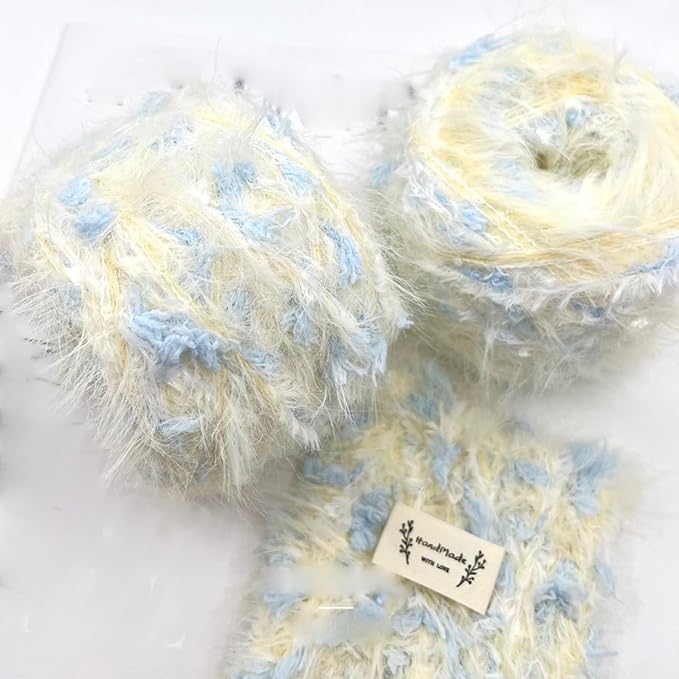 Hand Spun Art Yarn 2 Pack of 50g/Skein Fancy Yarn Multifiber Multicolored with Hand Blended Handmade for Jewelry Making Junk Magazines Knitting Crafts Textile Decorative Tassels Card Making