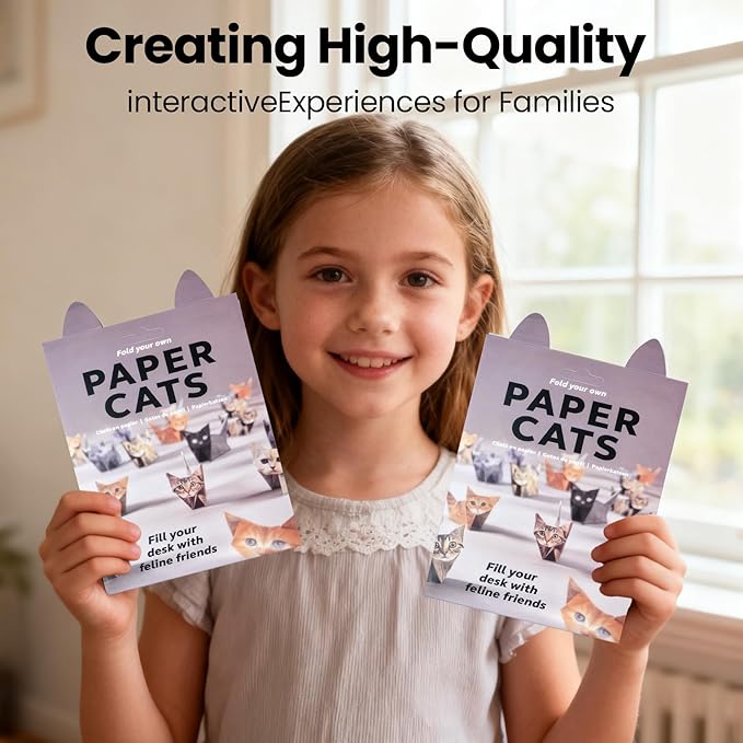 Origami cats - 50 Sheets Paper Cats Origami kit- DIY Cat Origami Paper foldable 3D Cute Cats Figures for Kids Ages 8-12, Creative Crafts for Adults - Fun Desk Decor & Gift for Cat Lovers