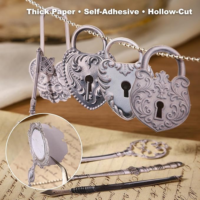 Vintage Silverware Cardstock Stickers – Borderless Hollow-Cut Die Cuts, Peel & Stick, 180 Pieces for Scrapbook Journal Planner Collage DIY