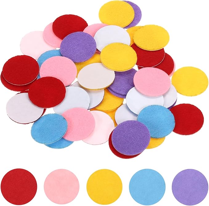 uxcell 100 Pcs Adhesive Felt Circles, 1" Round Non-Woven Felt Pads Stickers Dots Pre Cut for DIY Crafts Sewing Handcraft Costume Holiday Decoration, Red, Pink, Yellow, Sky Blue, Purple