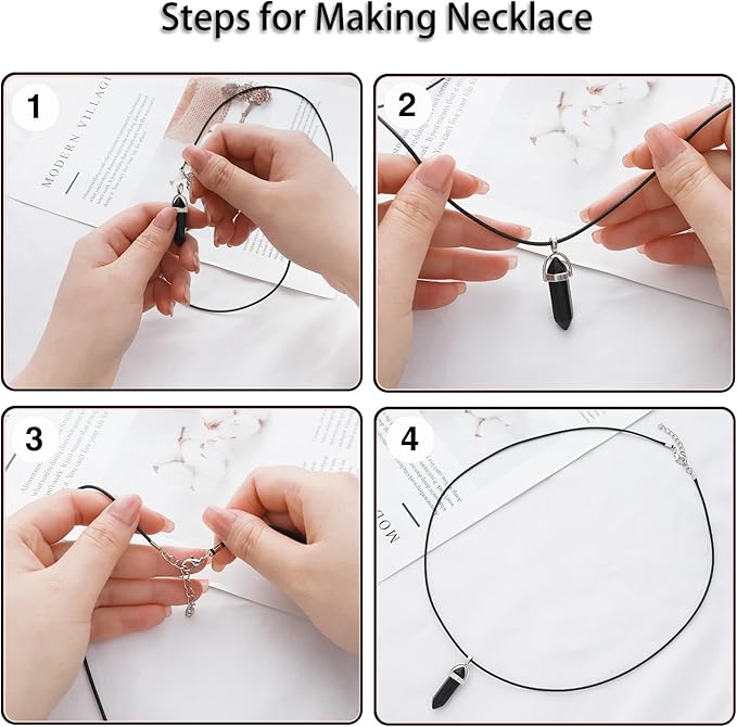 100 Pcs 20" 1.5mm Black Waxed Cord Necklace String Bracelet Faux Leather Chain Clasp Bulk for Jewelry Making Supplies Accessories