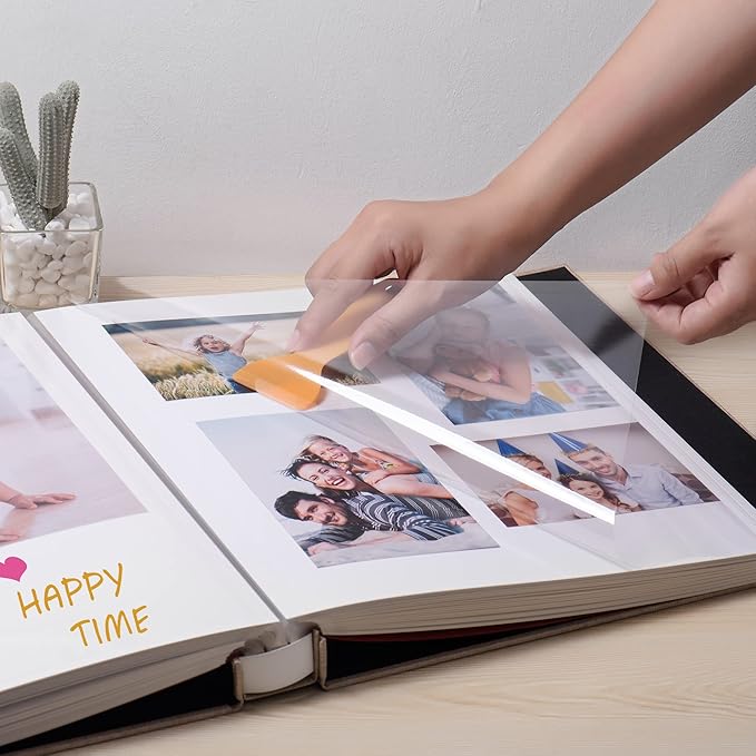 Large Photo Album Self Adhesive 4x6 5x7 3x5 8.5x11 Scrapbook Magnetic Album DIY Scrap Book Length 13 x Width 12.8 (Inches) 120 Sticky Pages Linen Cover DIY Photo Album (Khaki)