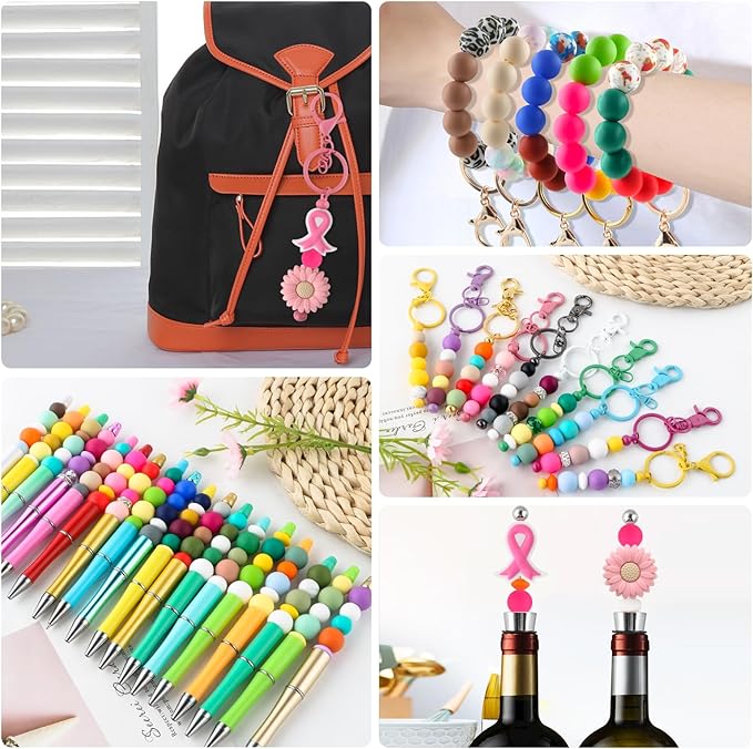 150Pcs 15mm Silicone Beads for Keychain Making Bracelet Necklace, Bulk Round Silicone Beads for Pens（Hot Pink）