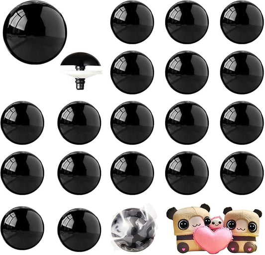 Vanblue Upgraded Safety Eyes for Crocheting 30mm 20pcs Scratch-Resistant Black Crochet Eyes with Eco-Friendly Washer Snap on Easily and Securely Strong Amigurumi Eyes Smooth Edges for Stuffed Animals