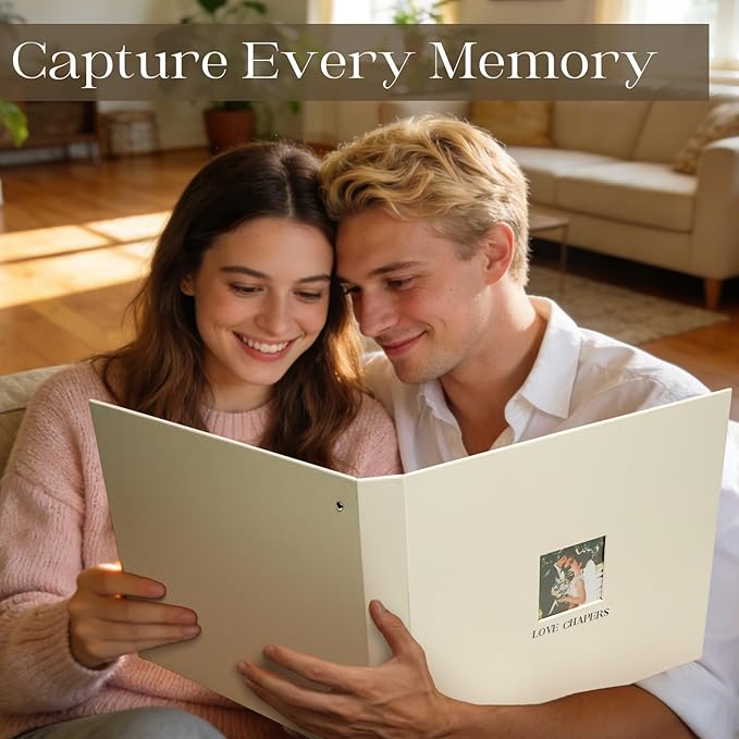 Vienrose Linen Scrapbook Photo Album Kit, Large 3 Ring Binder Scrapbook with 30 Plastic Sleeves, 15x13 Inch DIY Memory Book for Wedding, Anniversary, Family & Kids Keepsake Gift, Beige