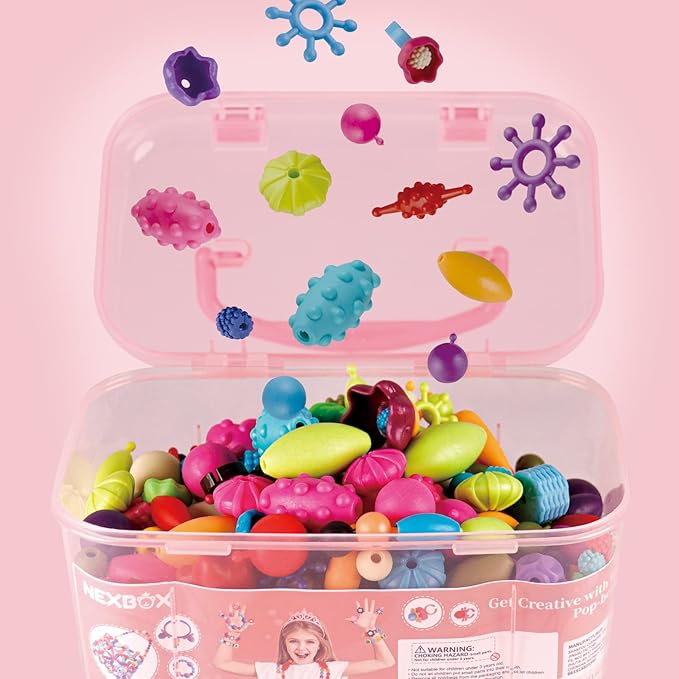 nexbox girls crafts jewelry making kit for toddlers - pop beads toys sets for little kids age 3 4 5 6 year old, ideas birthday gifts